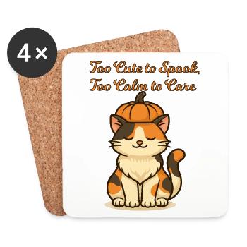 Chat mignon d’Halloween - Trop calme pour effrayer le design - Dessous de verre (lot de 4) - blanc - Devant