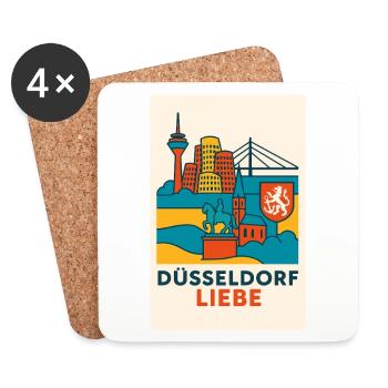 Düsseldorf Skyline Düsseldorf Liebe - Untersetzer (4er-Set) - Weiß - Vorne
