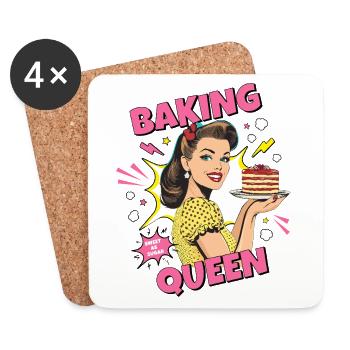 Backen Torte Backkönigin Backfee Bäckerin Pop Art - Untersetzer (4er-Set) - Weiß - Vorne