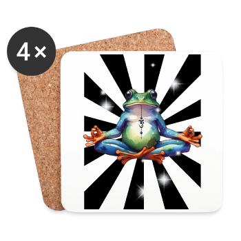 OM Yoga Frog Meditation - Coasters (set of 4) - white - Front