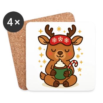 Sweet Reindeer with Cocoa Christmas - Coasters (set of 4) - white - Front