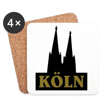 Köln Logo mit dem Kölner Dom - Untersetzer (4er-Set) - Weiß - Vorne