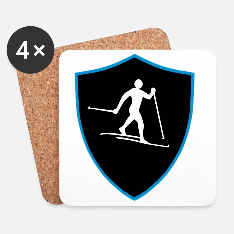 Langlauf Schild - Untersetzer (4er-Set) - Weiß
