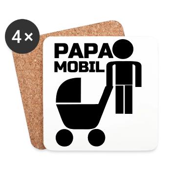 Papa Mobil Vater, Familie, Kind, Geschenk Vatertag - Untersetzer (4er-Set) - Weiß - Vorne