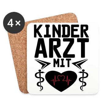 Kinderarzt mit Herz Geschenk - Untersetzer (4er-Set) - Weiß - Vorne