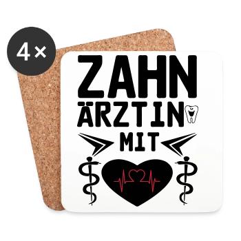 Zahnärztin mit Herz Geschenk - Untersetzer (4er-Set) - Weiß - Vorne
