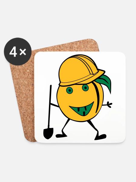 orange construction worker - Coasters (set of 4) - white