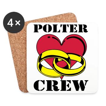 Junggesellenabschied , Polter Crew , JGA (25) - Untersetzer (4er-Set) - Weiß - Vorne