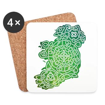 Celtic Map of Ireland - Dessous de verre (lot de 4) - blanc - Devant
