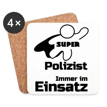 Super Polizist Geschenk - Untersetzer (4er-Set) - Weiß - Vorne