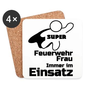 Super Feuerwehrfrau Geschenk - Untersetzer (4er-Set) - Weiß - Vorne