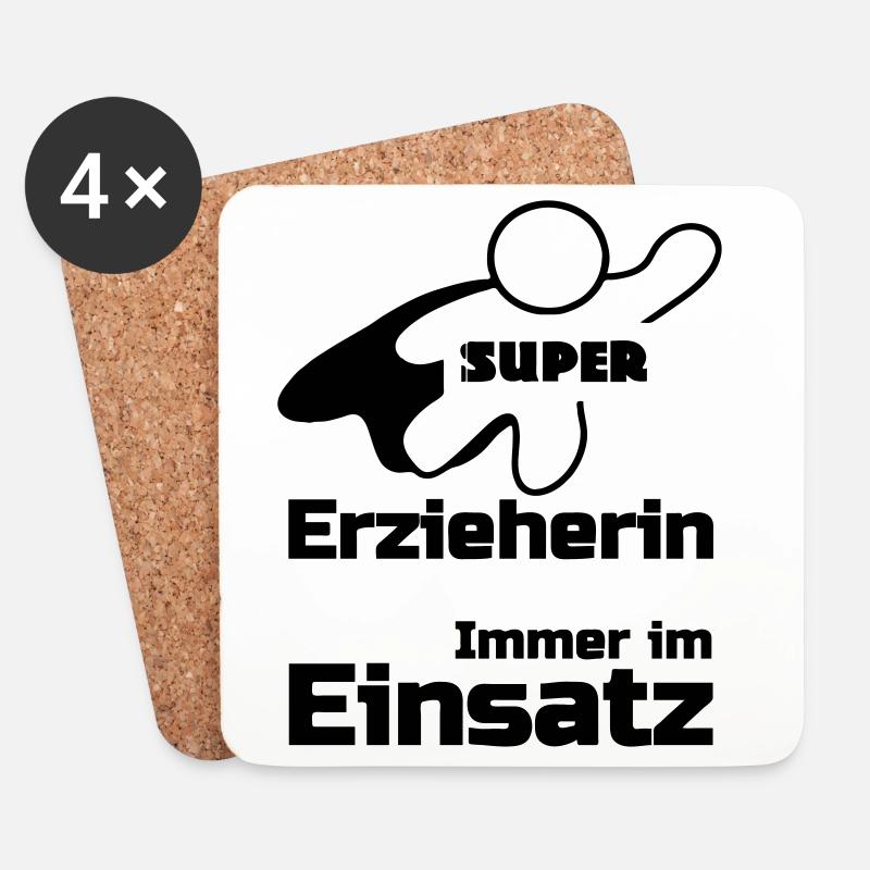 Super Erzieherin Geschenk - Untersetzer (4er-Set) - Weiß