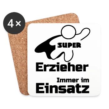 Super Erzieher Geschenk - Untersetzer (4er-Set) - Weiß - Vorne