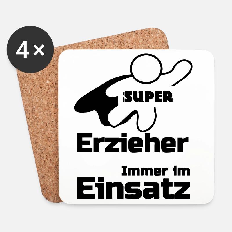 Super Erzieher Geschenk - Untersetzer (4er-Set) - Weiß