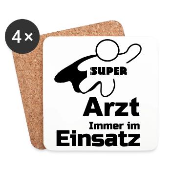 Super Arzt Geschenk - Untersetzer (4er-Set) - Weiß - Vorne