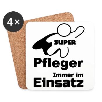 Super Pfleger Geschenk - Untersetzer (4er-Set) - Weiß - Vorne