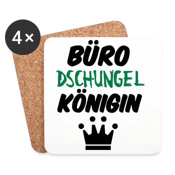 Büro-Dschungelkönigin Büro Arbeit Geschenk Spruch - Untersetzer (4er-Set) - Weiß - Vorne