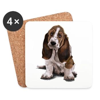 Basset-Hound - Untersetzer (4er-Set) - Weiß - Vorne