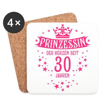 Prinzessin der Herzen seit 30 Jahren Geburtstag - Untersetzer (4er-Set) - Weiß - Vorne
