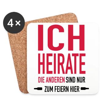 ich Heirate x1 - Untersetzer (4er-Set) - Weiß - Vorne