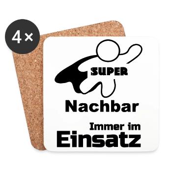 Super Nachbar Geschenk - Untersetzer (4er-Set) - Weiß - Vorne