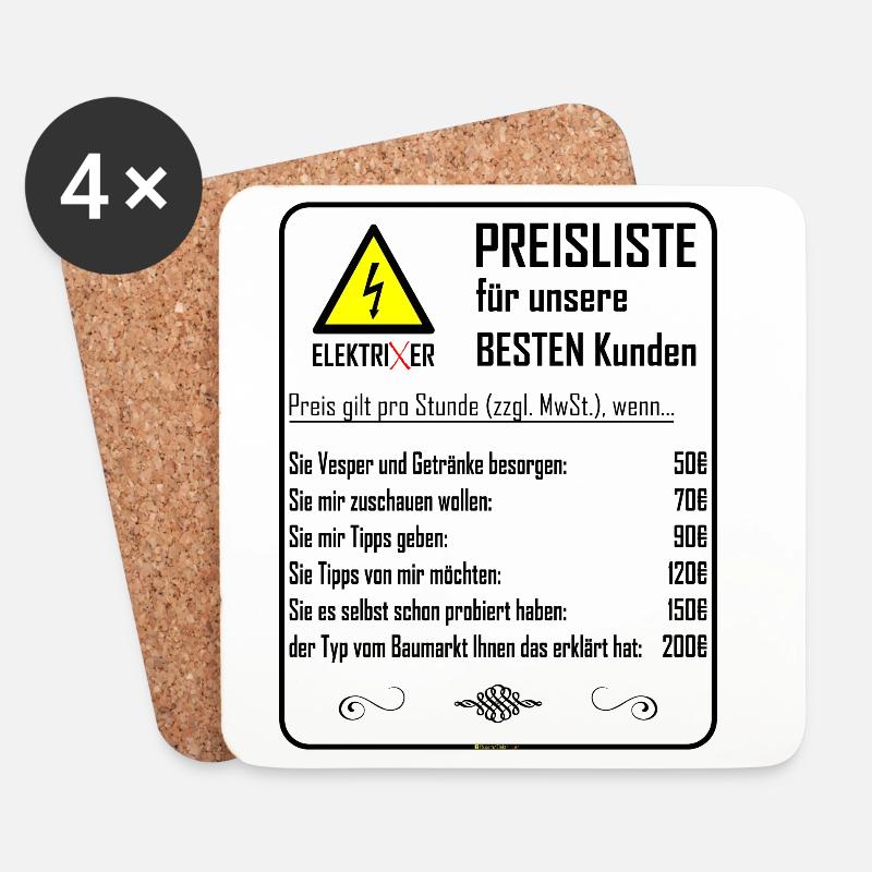 ElektriXer Preisliste (schwarz) V2 - Untersetzer (4er-Set) - Weiß