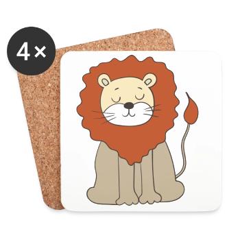 Cuddly Lion Cartoon - Coasters (set of 4) - white - Front