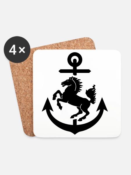 Stuttgart Wappen Anker, Stuttgarter - Untersetzer (4er-Set) - Weiß