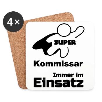 Super Kommissar Geschenk - Untersetzer (4er-Set) - Weiß - Vorne