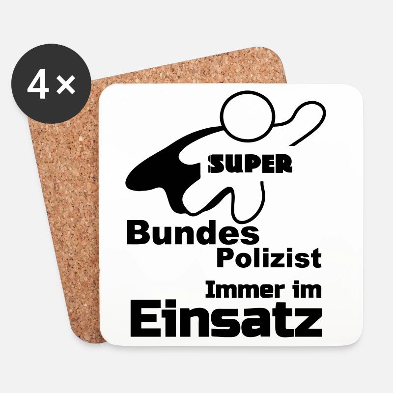 Super Bundespolizist Polizei, Sprüche, Geschenk - Untersetzer (4er-Set) - Weiß