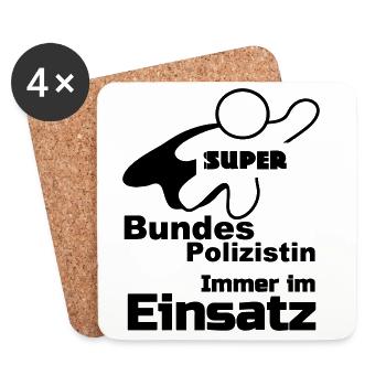 Super Bundespolizistin Polizei, Sprüche, Geschenk - Untersetzer (4er-Set) - Weiß - Vorne