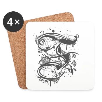 Calligraphy letter F - Coasters (set of 4) - white - Front
