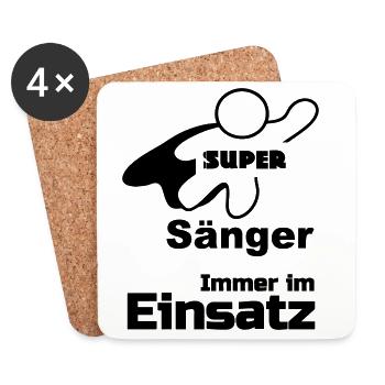 Super Sänger, Musik,Berufe, Sprüche, Geschenk - Untersetzer (4er-Set) - Weiß - Vorne