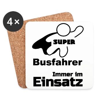 Super Busfahrer Bus, Verkehr, Beruf, Geschenk - Untersetzer (4er-Set) - Weiß - Vorne