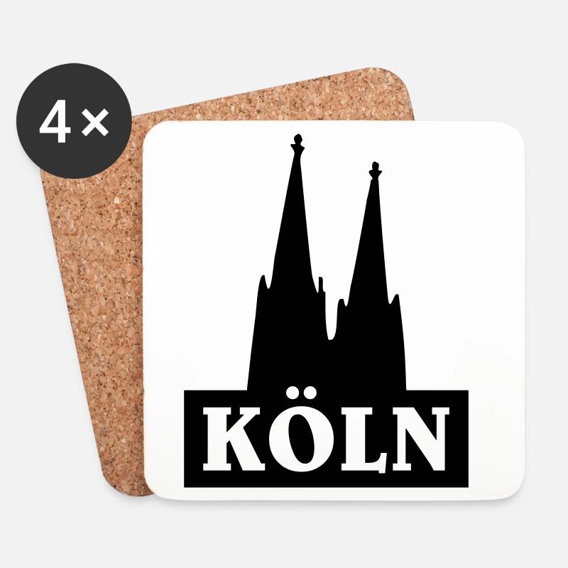 Köln Logo mit dem Kölner Dom - Untersetzer (4er-Set) - Weiß