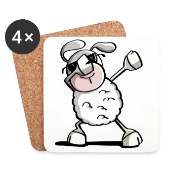 moutons drôle Dab Danse - moutons tamponnant - moutons - Dessous de verre (lot de 4) - blanc - Devant