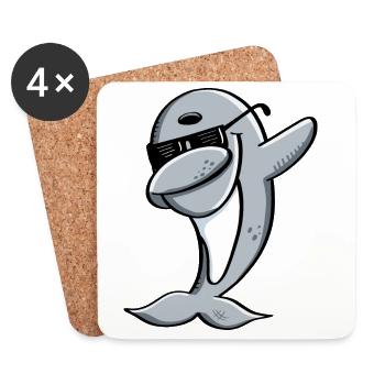 Delfin tanzt Dab Dance - Dabbing - Delphine - Tier - Untersetzer (4er-Set) - Weiß - Vorne