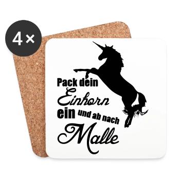 Einhorn Urlaub Mallorca Geschenk - Untersetzer (4er-Set) - Weiß - Vorne