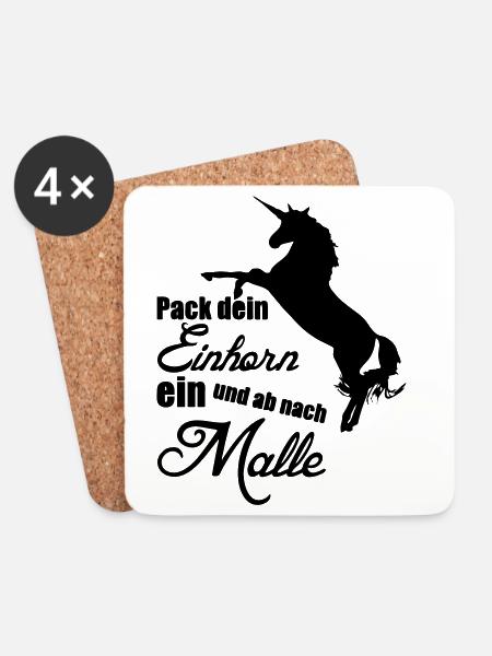 Einhorn Urlaub Mallorca Geschenk - Untersetzer (4er-Set) - Weiß