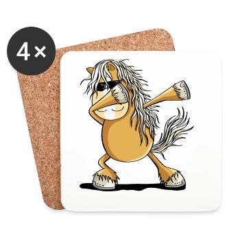 Cool Dab Dance Horse Dabbing Pony Comic - Dessous de verre (lot de 4) - blanc - Devant