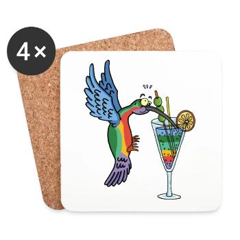 Hummingbird and cocktail - Coasters (set of 4) - white - Front