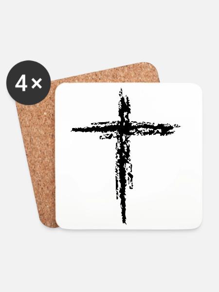cross - Coasters (set of 4) - white