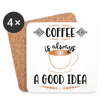 Art Deco Copper Coffee Mug - Coasters (set of 4) - white - Front