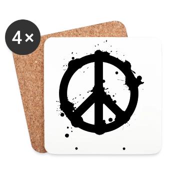 Signe de paix frappant dans un look éclaboussé de graffitis - Dessous de verre (lot de 4) - blanc - Devant