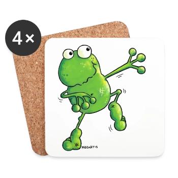 "Arthur" -Grenouille -Dessin animé - Dessous de verre (lot de 4) - blanc - Devant