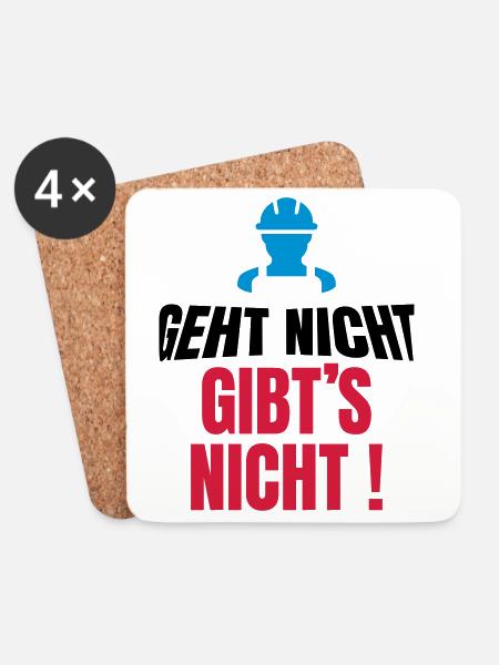 geht nicht gibt's nicht, lustiger Handwerker - Untersetzer (4er-Set) - Weiß