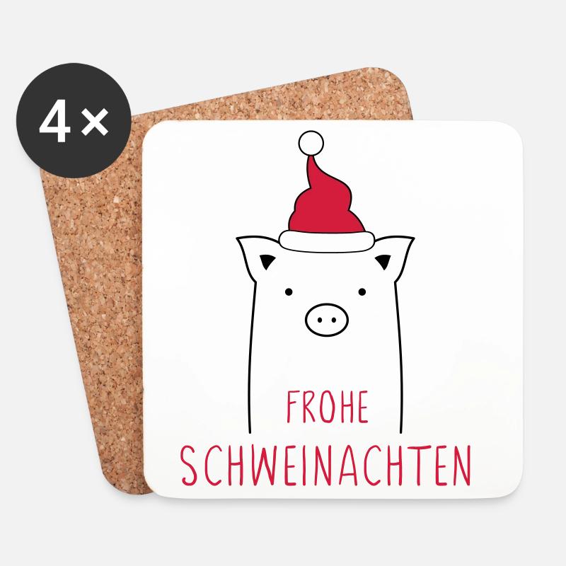 Frohe Weihnachten I Schweinachten Schwein Sau - Untersetzer (4er-Set) - Weiß