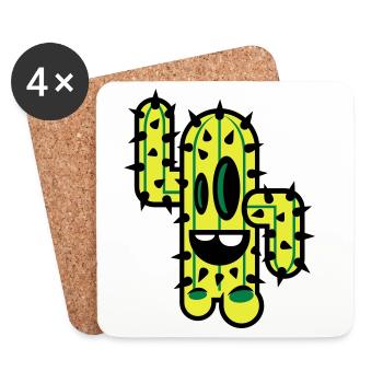 cactus comic nature - Coasters (set of 4) - white - Front