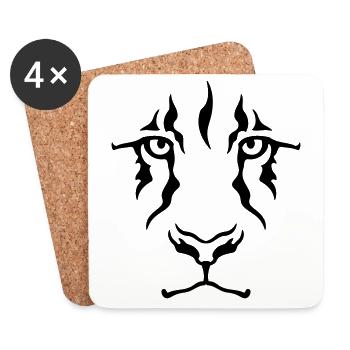 Le Regard du lion (monochrome) - Dessous de verre (lot de 4) - blanc - Devant