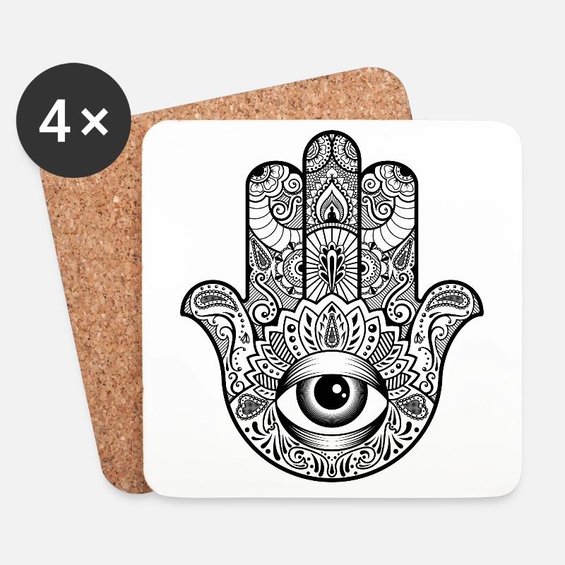Hand von Fatima - Untersetzer (4er-Set) - Weiß